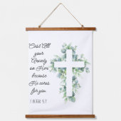 ユーカリ・クロスに全ての不安を投げ掛ける 吊り下げ型タペストリー (正面)