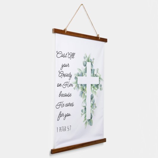 ユーカリ・クロスに全ての不安を投げ掛ける 吊り下げ型タペストリー (傾斜あり)