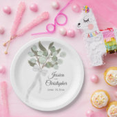 ユーカリ&グリーナリーブーケ結婚ウォーターカラー ペーパープレート (パーティー)