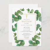 ユーカリ・グリーナリー・バプティス《キリスト教》洗礼式や命名式招待状 インビテーションポストカード (正面/裏面)