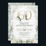 ユーカリ・グリーナリー・金ゴールド・ガーデン60th誕生日   招待状<br><div class="desc">セーエレガントジ・グリーンと金ゴールドで美しい水彩緑を取り上げた植物をテーマにした60回目の誕生日招待</div>