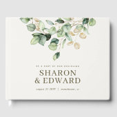 ユーカリ・グリーナリー&金ゴールド・モノグラム結婚の写真 ゲストブック (正面)