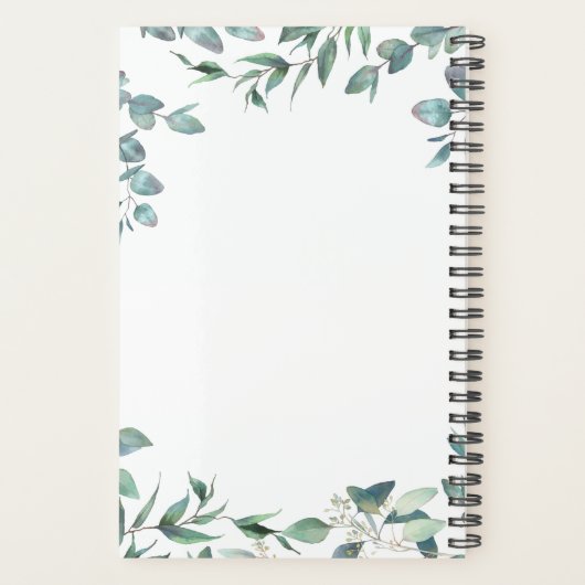 ユーカリ グリーンの水彩写真 ウェディング プランナー手帳 (裏面)