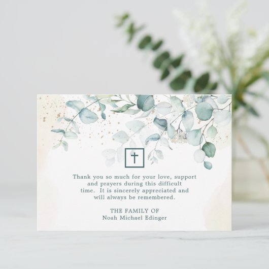 ユーカリ・グリーンリー十字宗教葬儀感謝してい サンキューカード (スタンド正面)