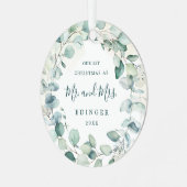 ユーカリ・グリーンリー夫妻の写真新婚 メタルオーナメント (正面左)