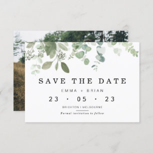 ユーカリ·グリーンリー·ウェディング·セーブ·ザ·デート·カード 招待状