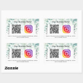 ユーカリ・グリーンリー・ビジネスqrコードinstagram 長方形シール (シート)
