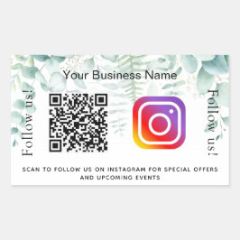 ユーカリ・グリーンリー・ビジネスqrコードinstagram 長方形シール