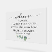 ユーカリ・グリーン結婚リーへようこそ アクリルサイン (傾斜)