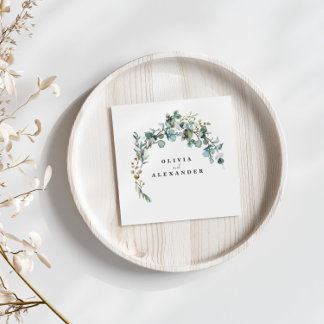 ユーカリ・グリーン結婚リー スタンダードカクテルナプキン