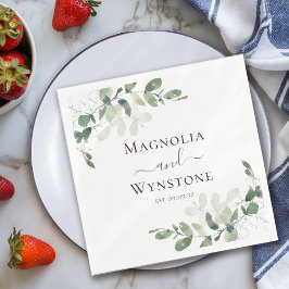 ユーカリ・グリーン結婚リー スタンダードカクテルナプキン