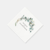 ユーカリ・グリーン結婚リー スタンダードカクテルナプキン (角)