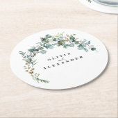 ユーカリ・グリーン結婚リー ラウンドペーパーコースター (アングル)