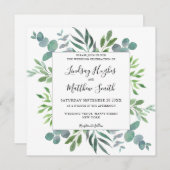 ユーカリ・グリーン結婚リー 招待状 (正面/裏面)