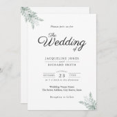 ユーカリ・グリーン結婚リー 招待状 (正面/裏面)
