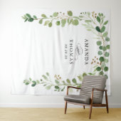 ユーカリ・グリーン葉リー・アーチ結婚ズ・バックドロップ タペストリー (インサイチュ(横))