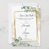 ユーカリ グリーン ウェディング ゴールド 招待状 (正面)