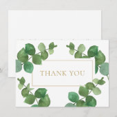 ユーカリ グリーン エレガント ゴールド ジオメトリック サンキューカード (正面/裏面)