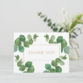 ユーカリ グリーン エレガント ゴールド ジオメトリック サンキューカード (スタンド正面)