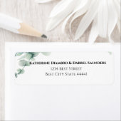 ユーカリ グリーン エレガント ボタニカル ウェディング ラベル (インサイチュ)