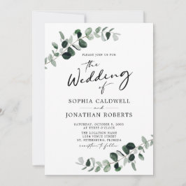 ユーカリ グリーン  カリグラフィー QRコード ウェディング 招待状