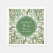 ユーカリ グリーン ゴールド グリッター リーフ ブライダル シャワー スタンダードカクテルナプキン (正面)