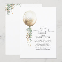 ユーカリ グリーン ゴールド バルーン リハーサル ディナー 招待状