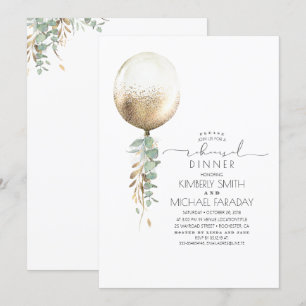 ユーカリ グリーン ゴールド バルーン リハーサル ディナー 招待状