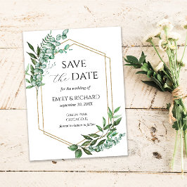 ユーカリ グリーン ゴールド Save the Date ポストカード