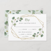 ユーカリ·グリーン·ジオメトリック·ミール·チョイス 出欠カード (正面/裏面)