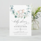 ユーカリ・グリーン・ピーナッツ・エレファント・ベビー・シャワー 招待状 (スタンド正面)