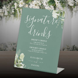 ユーカリ グリーン フラワー ウェディング シグネチャードリンク 台座サイン