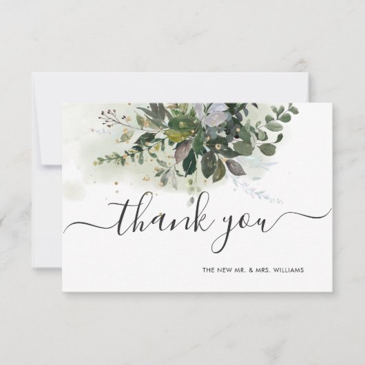 ユーカリ·グリーン·ブルー·ガムありがとう 招待状 (正面)