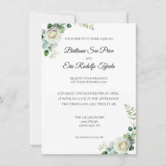 ユーカリ グリーン ホワイト フラワー 招待状