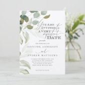 ユーカリ グリーン 多肉植物 エレガント ウェディング 招待状 (スタンド正面)