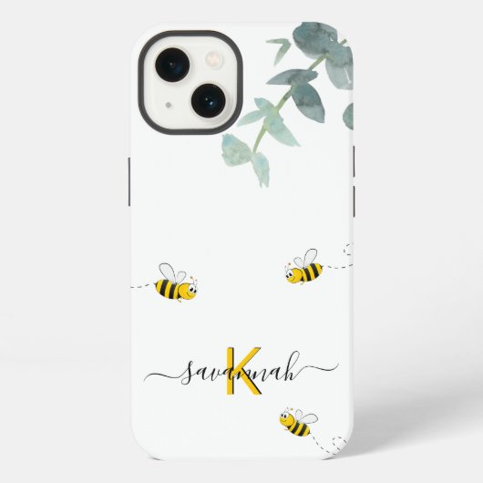 ユーカリ グリーン 白 モノグラム iPhoneケース (裏面)
