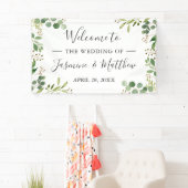 ユーカリ·グリーン·葉ズ結婚式 横断幕 (インサイチュ)