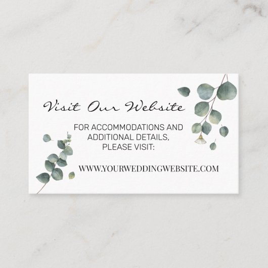 ユーカリ・グリ結婚ーナリーのウェブサイト挿入カード プレイスカード (正面)