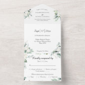 ユーカリ コットン | ホワイト モダン ホワイト RSVP オールインワン招待状 (内側)