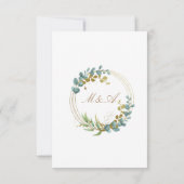 ユーカリ ゴールドの葉 ウェディング サンクスカード サンキューカード (裏面)