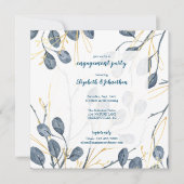 ユーカリ ゴールド ウォーターカラー ガーデン 婚約パーティー 招待状 (正面)