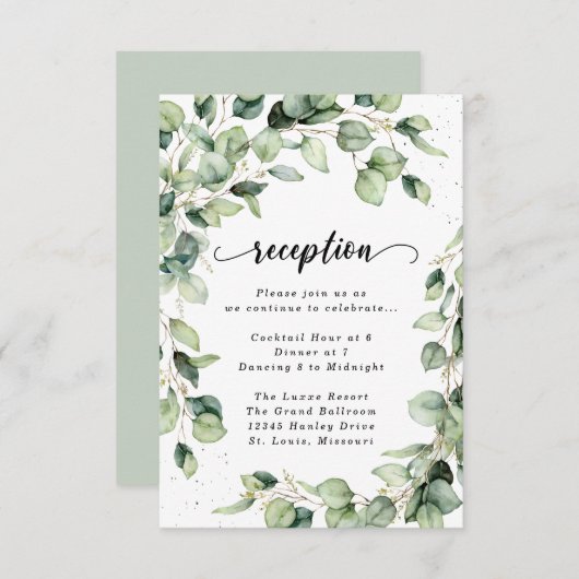 ユーカリ ゴールド ウォーターカラー レセプション 封入カード エンクロージャーカード (正面/裏面)