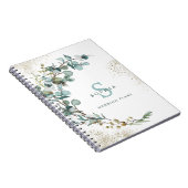 ユーカリ ゴールド グリッター ボタニカル ウェディング ノートブック (右側)