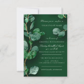 ユーカリ ゴールド グリーン ウェディング バースデー アニバーサリー 招待状 (正面)