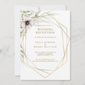 ユーカリ ゴールド ジオメトリック ウェディング レセプション 招待状 (正面)