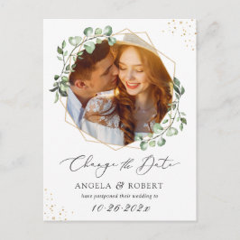 ユーカリ ゴールド ジオメトリック フォト 変更する 日付 ポストカード