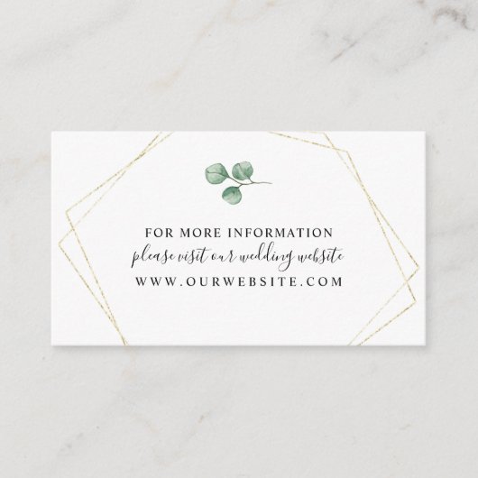 ユーカリ + ゴールド ジオメトリック フレーム 情報 エンクロージャーカード (正面)