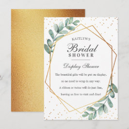 ユーカリ ゴールド ジオメトリック ブライダルシャワー エンクロージャーカード