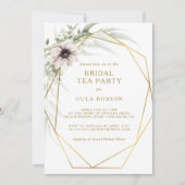 ユーカリ ゴールド ジオメトリック ブライダル ティーパーティー 招待状 (正面)