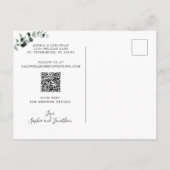 ユーカリ ゴールド セージ QR コード Save the Date 案内ポストカード (裏面)